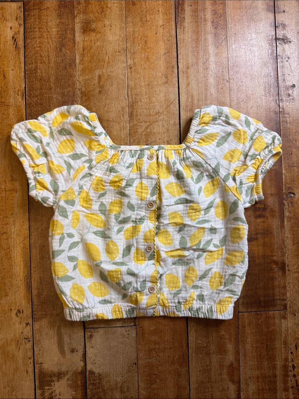 Cat & Jack short sleeve shirt 5T lemon print cotton peasant top